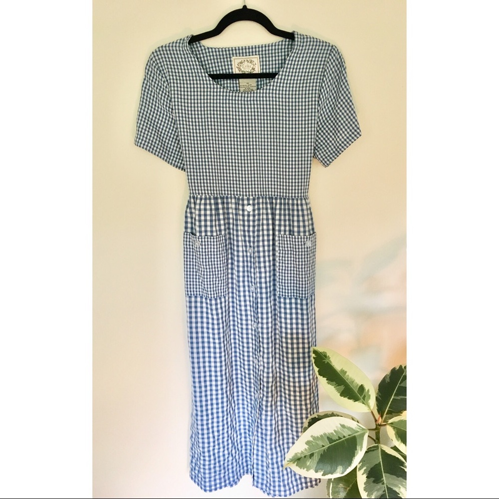 Vintage Gingham Dress with Pockets